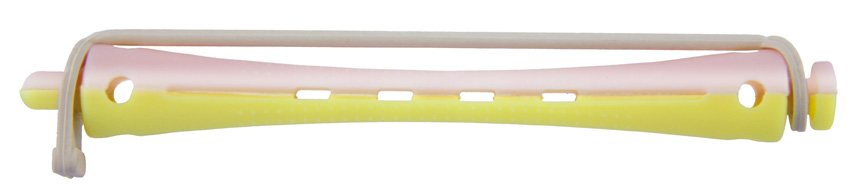 KW-Wkl.2-fbg 12er 8mm lang Rundgummi gelb/rosa Länge 91mm Kaltwellwickler