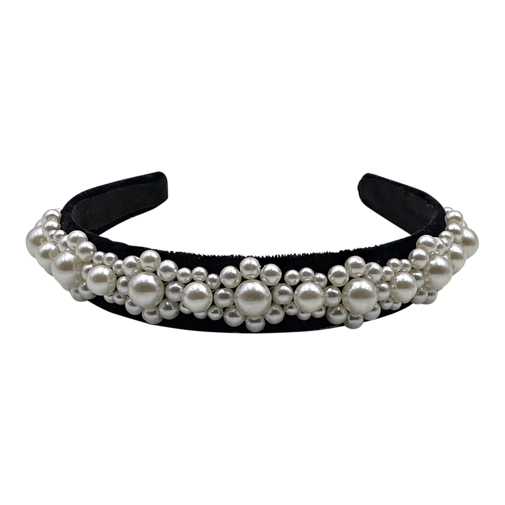 Haarreifen aus Samt mit Perlen