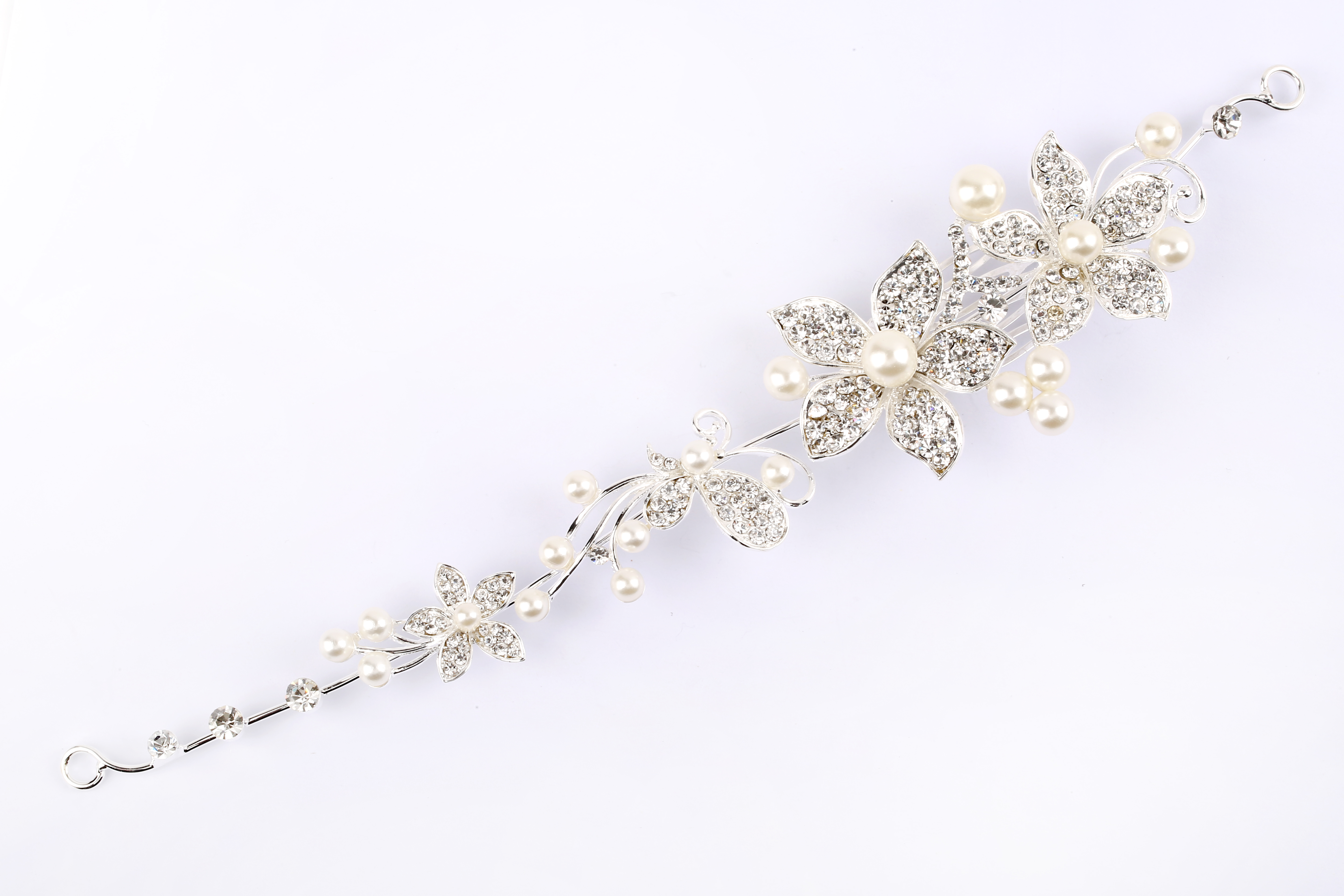 Brautschmuck Haarkamm Blüte Blume Strass Perle