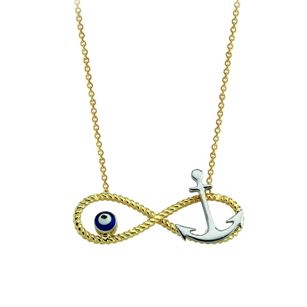 ALMIRA 925 Sterling Silber Damen Halskette Ankerkette Infinity Silberschmuck Augenkette Zirkonia Anh