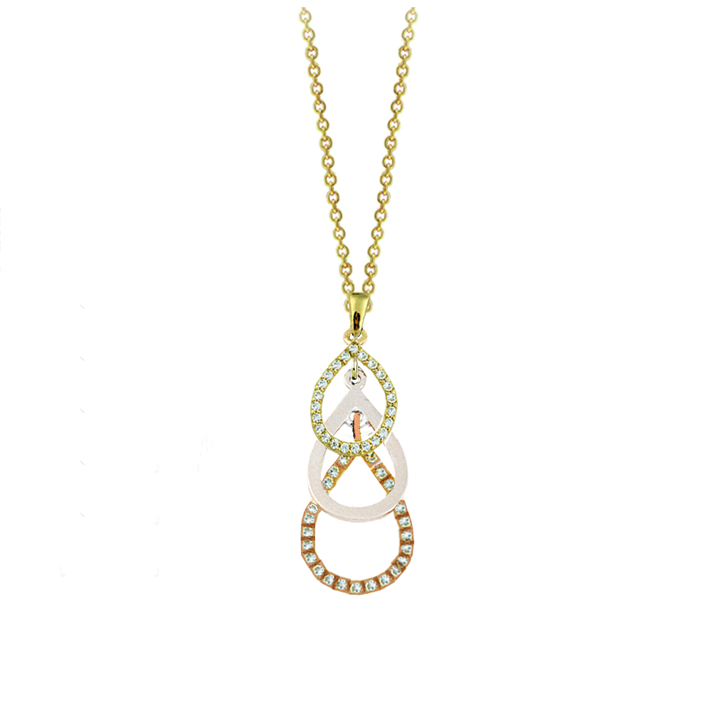 ALMIRA 925 Sterling Silber Tropfenkette Silber Gold Roségold Damen Zirkonia Halskette Silberschmuck