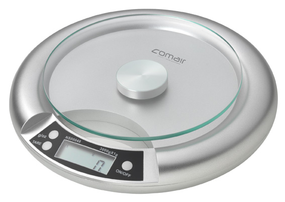 Digitalwaage Q91 Glaswiegefläche 1-3000g slb. runde Form inkl. Batterie